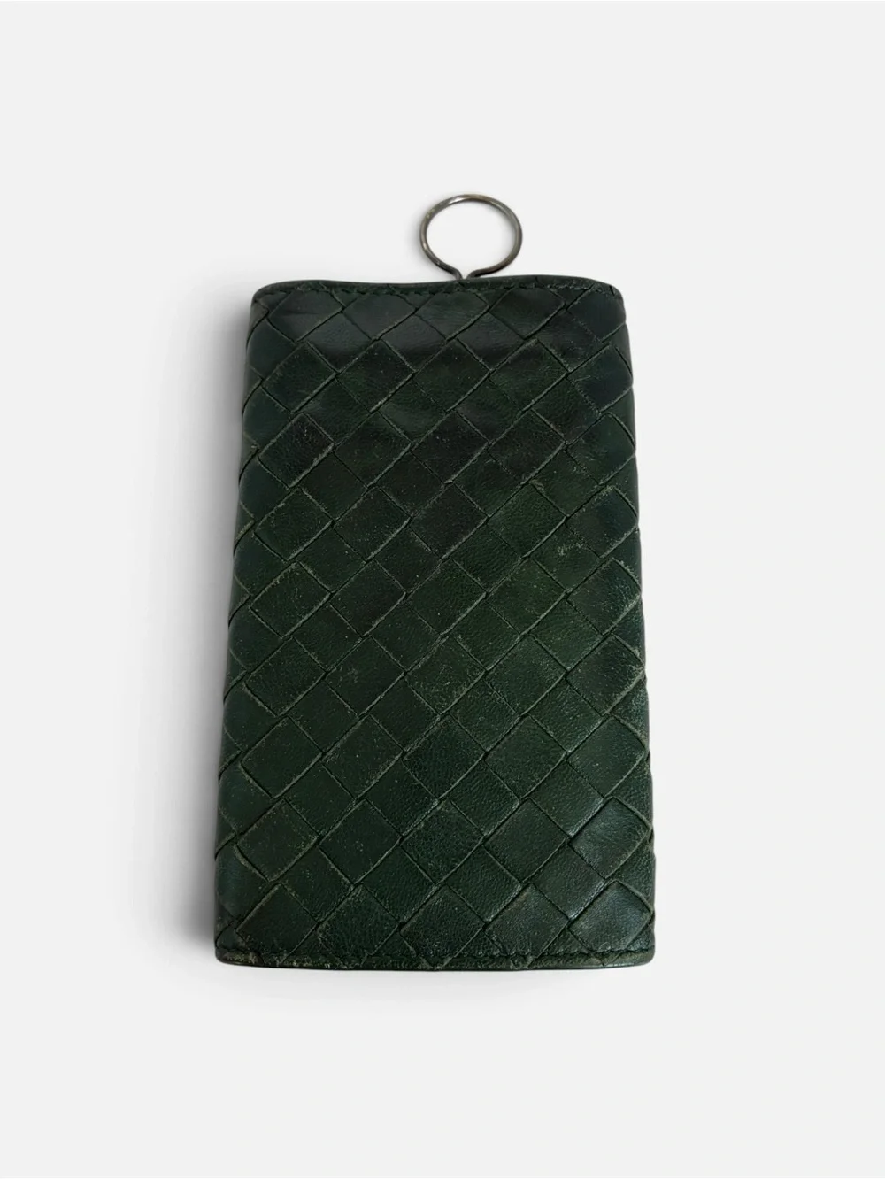 Bottega Veneta Dark Green Intrecciato Leather Key & Card Holder